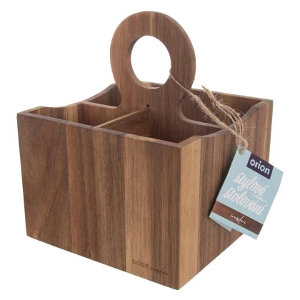 Pojemnik stojak koszyk na przybory kuchenne sztućce organizer WOODEN
