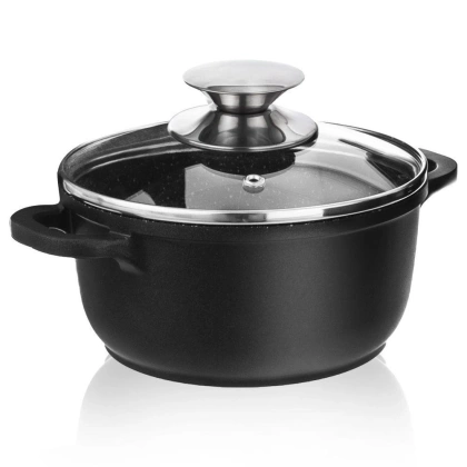 Garnek granitowy z pokrywką indukcja GRANDE ORION 16 cm 1,4 l