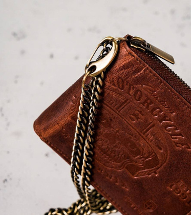 Duży, skórzany portfel męski z łańcuchem