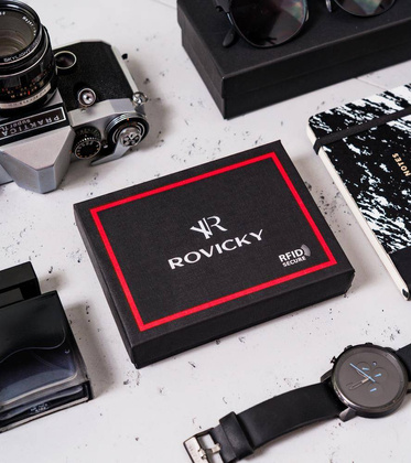 Portfel męski skórzany N61-RVTP-3036 Czarny-Red