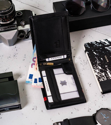 Portfel męski skórzany N61-RVTP-3036 Czarny-Red