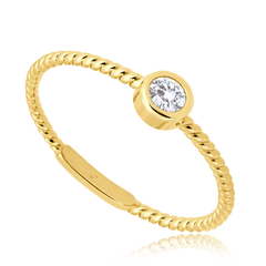 MINET Złoty pierścionek zaręczynowy z białą cyrkonią Au 585/1000 rozm. 18 - 1,00g