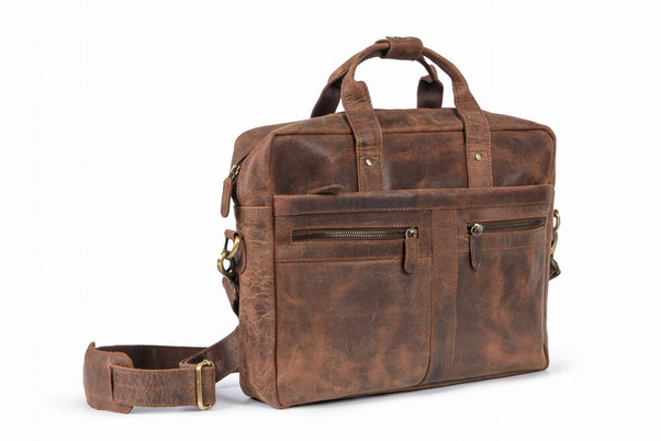 Torba skórzana męska na laptopa VOOC RDW5 brązowa