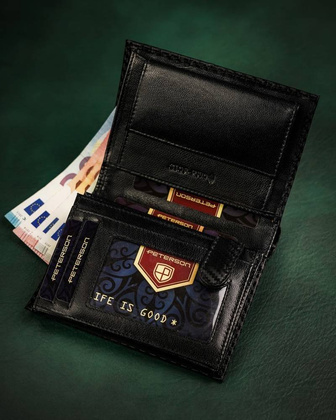 Pionowy portfel męski ze skóry naturalnej