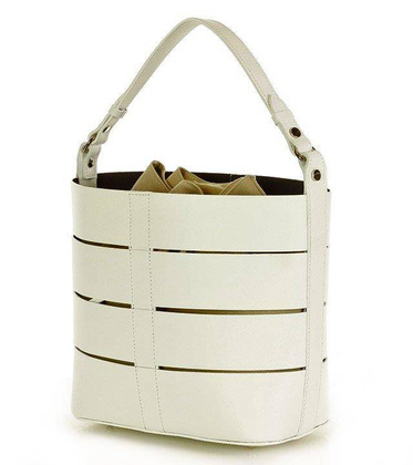 MARCO MAZZINI Torba skórzana bucket letaher elegante bag biały - min. zamówienie 20 / 50 / 100 szt.