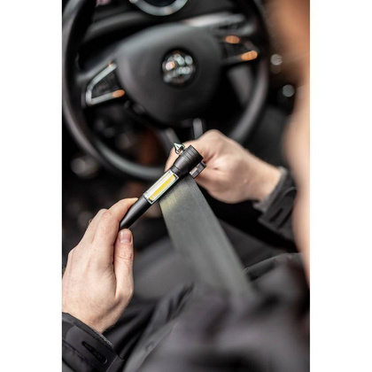 Latarka bezpieczeństwa 1 LED COB, przecinak do pasów, młotek bezpieczeństwa | Flint