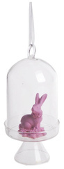 Zawieszka różowy zając w szkle