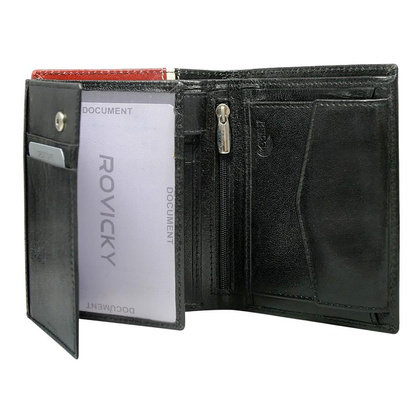 Pionowy portfel męski dwukolorowy, skóra naturalna HQ Rovicky