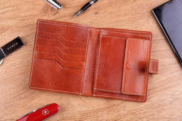 Portfel męski skórzany KEMER 366 Rudy - min. zamówienie 20 / 50 / 100 szt.