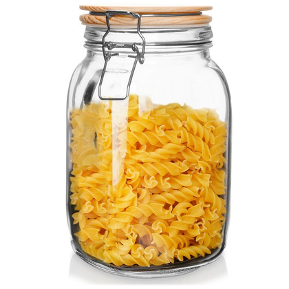 Słoik szklany z uszczelką drewnianą pokrywką klipsem 1,5 l