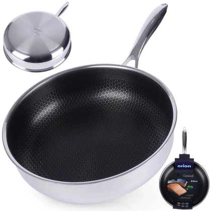 Patelnia stalowa nieprzywierająca premium COOKCELL HYBRYD 28 cm głęboka
