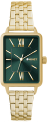MINET Złoto-zielony damski zegarek SIENA ze złotą stalową bransoletką