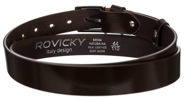 Wąski pasek męski z polerowanej skóry naturalnej licowej 105 brązowy