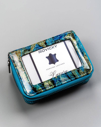 Portfel damski ze skóry naturalnej w piórka