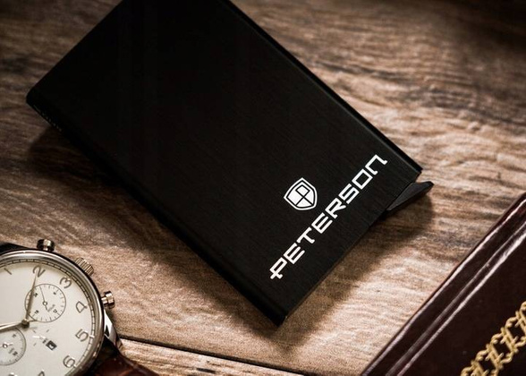 Zestaw prezentowy skorzany portfe meski i aluminiowe etui na karty