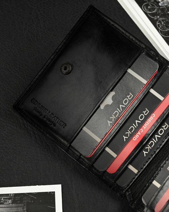 Składany, poziomy portfel męski z połyskującej skóry naturalnej