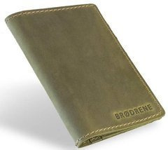 Slim wallet BRØDRENE SW05 super cienki portfel ze skóry zielony - min. zamówienie 20 / 50 / 100 szt.