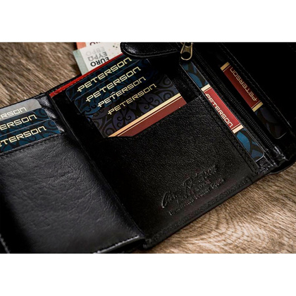 Portfel męski ze skóry z RFID Peterson Czarny