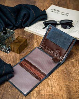 Piękny kolorowy portfel męski skórzany