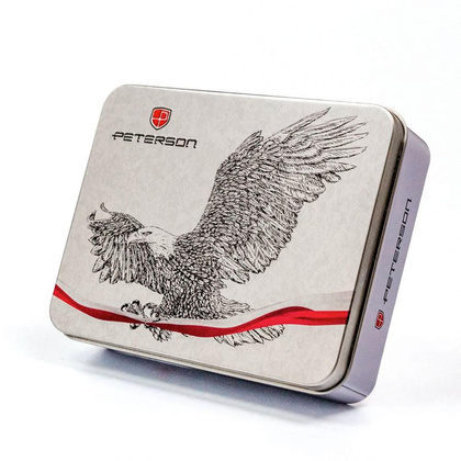 Duzy skorzany portfel meski z motywem patriotycznym