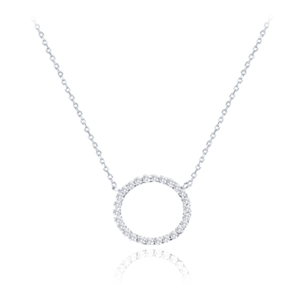 MINET Naszyjnik wykonany z białego złota pierścień z białymi cyrkoniami Au 585/1000 2,20g