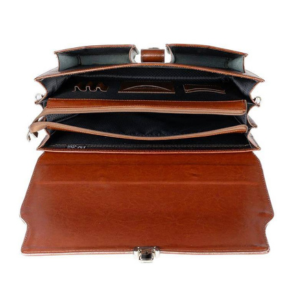 Skórzana teczka męska na ramię laptopa brązowa - Pavone Nero Treviso 2225 BR