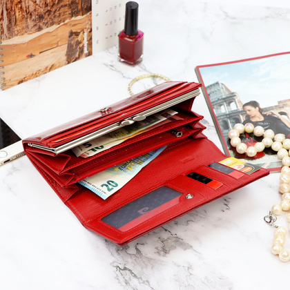 Duży skórzany portfel damski Pierre Cardin