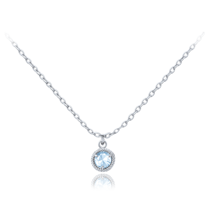 MINET Delikatny naszyjnik z białego złota z niebieskim cyrkonem Au 585/1000 1,55g