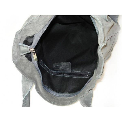 SZARY ZAMSZOWY WOREK VERA PELLE KIESZENIE SKÓRA POJEMNA TORBA XXL A4 BYC88G KEMER