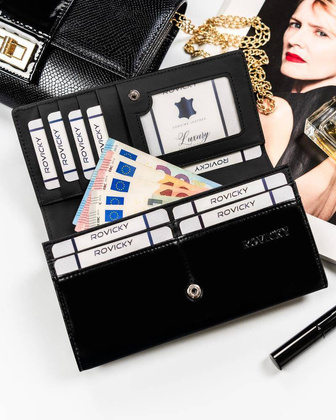 Portfel damski skóra+PU RPX-20A-ML Czarny