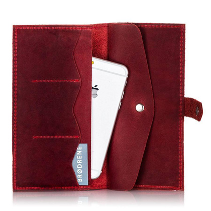 Skórzany portfel damski etui na telefon i karty BRØDRENE SW09 czerwone - min. zamówienie 20 / 50 / 100 szt.