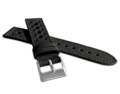 LAVVU Perforowany czarny szyty pasek VINTAGE z luksusowej skóry Top Grain - 20