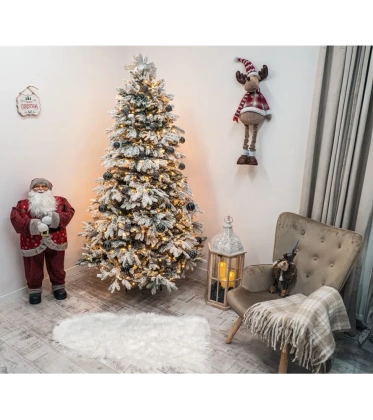 Choinka sztuczna PE02 220 cm biała  ośnieżona  z metalowym stojakiem