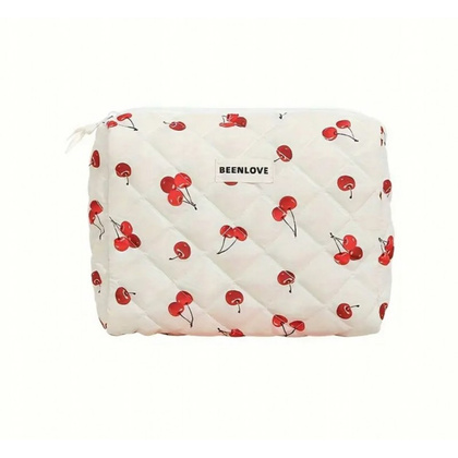 Kosmetyczka damska pikowana w wisienki 19 x 24 x 7cm KS124