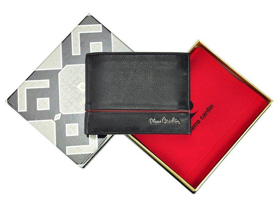 Portfel męski skórzany PIERRE CARDIN SAHARA TILAK15 8806 Czarny / Czerwony