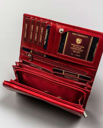 Duży portfel damski ze skóry naturalnej zamykany na zatrzask