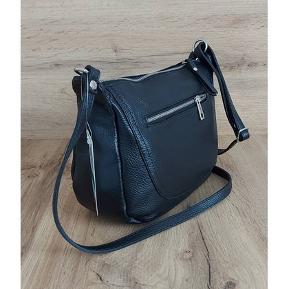 Duża pojemna Włoska skórzana listonoszka A5 Vera Pelle Czarna VPLB25N