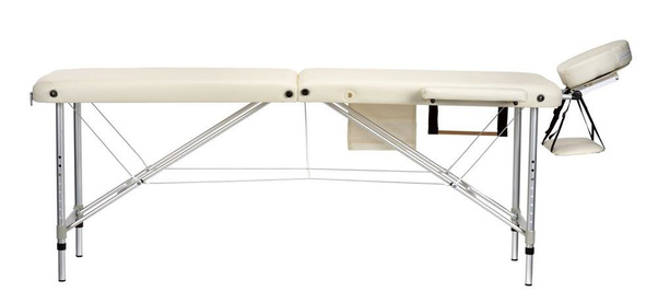 Stół, łóżko do masażu 2-segmentowe aluminiowe Kremowe