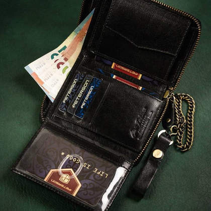 Duży, skórzany portfel męski na zamek