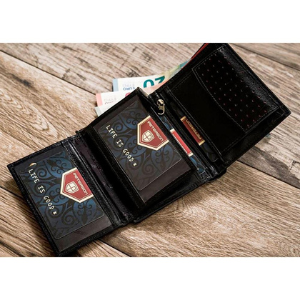 Portfel męski ze skóry z RFID Peterson Czarny