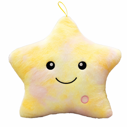Poduszka w kształcie Gwiazdki Żółta Ombre LED, piękna welurowa 40x35 cm PDS19