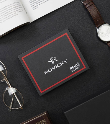 Portfel męski ze złotym akcentem Rovicky Brązowy