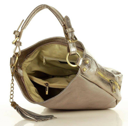 MARCO MAZZINI Miejska torebka skórzana sacco dark bronzo złoty - min. zamówienie 20 / 50 / 100 szt.