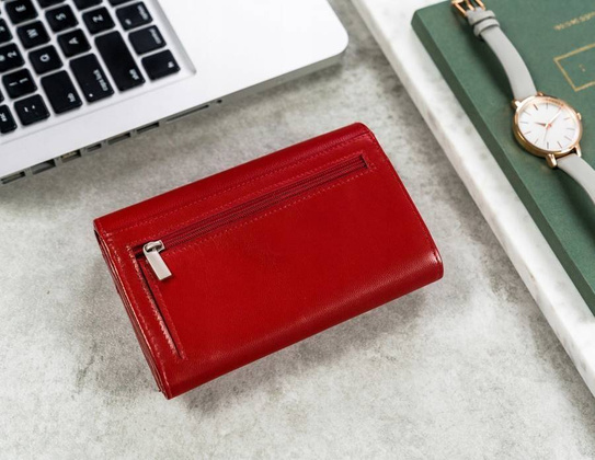 Poziomy portfel damski ze skóry naturalnej z systemem rfid