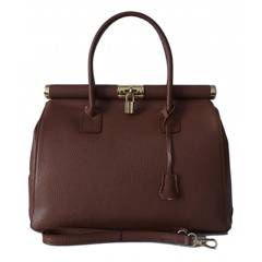 Duży kufer- torba kłódka A4 Włoska Vera Pelle , Brązowy AL35M