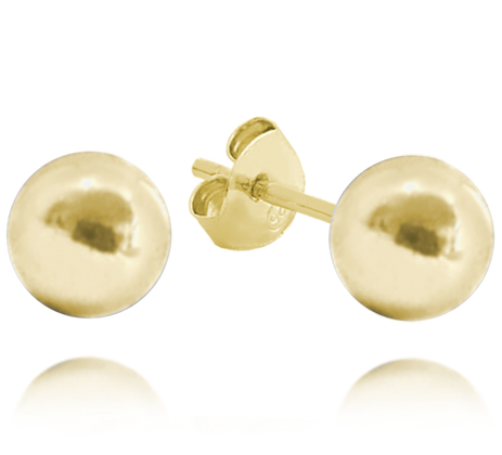 MINET Kolczyki srebrne pozłacane KULKI 8 mm