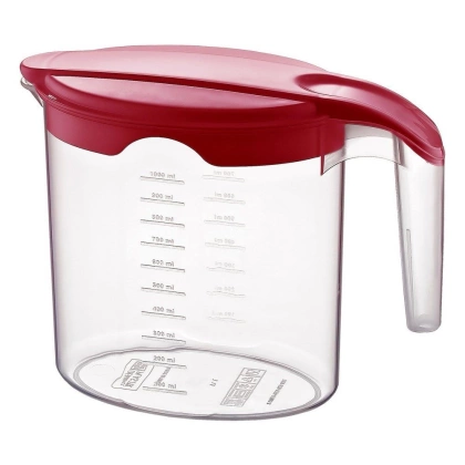 Dzbanek do napojów z uchwytem miarką plastikowy z pokrywką zamykany 1 l