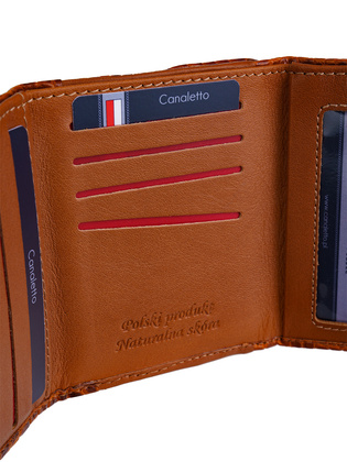 Mały portfel damski Canaletto ze skóry tłoczonej na wzór krokodyla – styl i bezpieczeństwo RFID PD2001s262