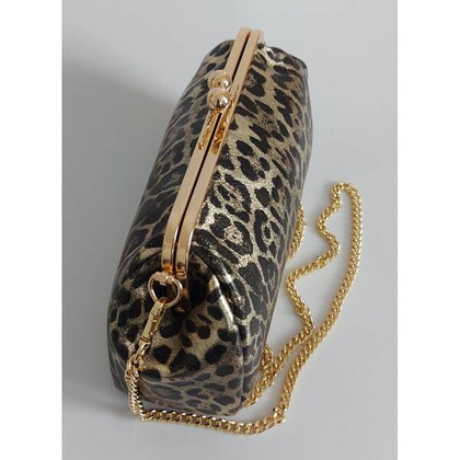 Włoska skórzana kopertówka Panterka listonoszka biglówka Vera Pelle złote okucia łańcuszek LKB35PX