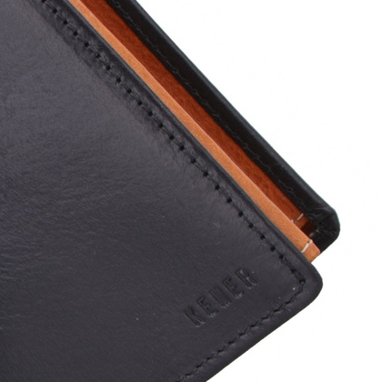 Portfel męski skórzany KEMER 012M/J Czarny / Jasny Brąz - min. zamówienie 20 / 50 / 100 szt.